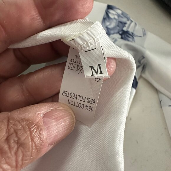 Blue & White Striped Floral Sweatshirt With Half-Zip & Ring Pull - Picture 4 of 7